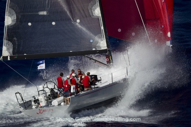 Transpac 2011 - Finish line -<br />
Katana has her turn in the Molokai Channel &copy; Sharon Green/ ultimatesailing.com http://www.ultimatesailing.com
